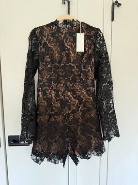 VICI Black Lace Long-Sleeve Romper